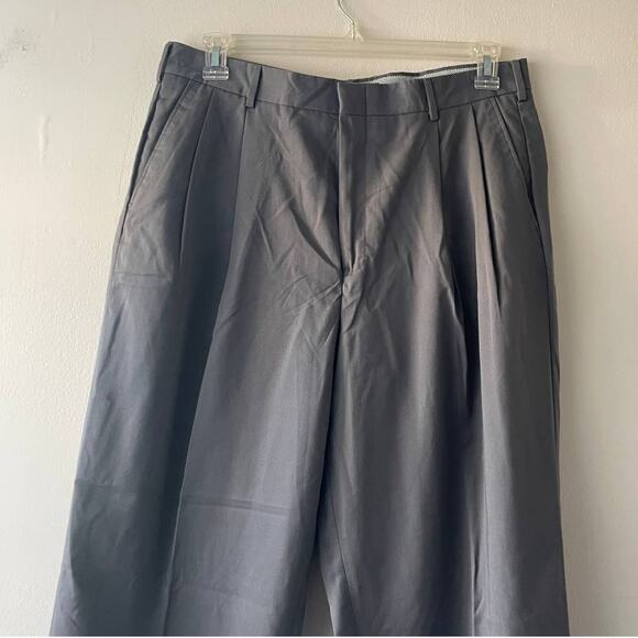 Alexander Julian Colours Gray Twill Dress Pant with Cuffs & Pleats - Size 36X 32 - Picture 3 of 8